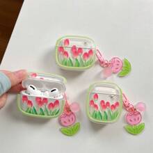 Fresh Style Soft Protective Case For Earphones, Compatible With Apple Airpods1/2 / Airpods Pro/ Airpods 3/ Airpodspro2 - Pink Tulips - View 3