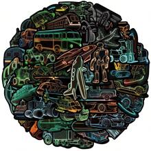 50入組霓虹繪畫防水diy創意貼紙玩具,適用於筆記型電腦、桌上型電腦、手機、平板電腦、吉他、杯子、旅行包、摩托車、汽車裝飾貼紙,是完美的禮物 - 彩色 - 查看 1