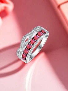 1個時尚的鑽石戒指 - 紅色 - 查看 3