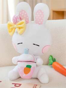 Cute Milk Tea Color Rabbit Plush Toy Doll Bedside Decoration Pillow Stuffed Animal For Valentine's Day, New Year Gifts, Souvenirs For Friends - White - View 1