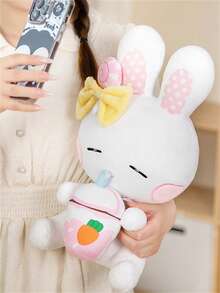 Cute Milk Tea Color Rabbit Plush Toy Doll Bedside Decoration Pillow Stuffed Animal For Valentine's Day, New Year Gifts, Souvenirs For Friends - White - View 5
