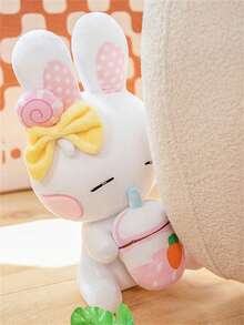 Cute Milk Tea Color Rabbit Plush Toy Doll Bedside Decoration Pillow Stuffed Animal For Valentine's Day, New Year Gifts, Souvenirs For Friends - White - View 3
