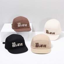 Embroidered Go Letters Cool Flat Brim Children's Baseball Cap For Boys Spring & Autumn Korean Style Sun Protection Hat - Black - View 4