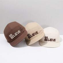 Embroidered Go Letters Cool Flat Brim Children's Baseball Cap For Boys Spring & Autumn Korean Style Sun Protection Hat - Black - View 5