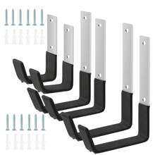 6Pcs Garage Utility Hook Set Wall Mounted Garage Storage Hanger Hook With Anti-Slip Coating And Screw Steel L-Shape Power Tool Wall Hanger Bike Ladder Hook Support 50lbs Max For Garden - Black - View 1