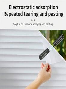 窗戶防窺膜,帶安裝工具,百葉窗圖案,靜電吸附,可拆卸,防紫外線,熱控制,玻璃膜非常適合家庭淋浴辦公室玻璃門 - 白色 - 查看 6