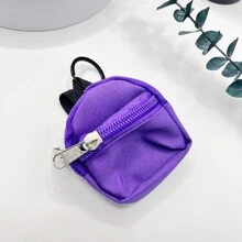 1个迷你拉链背包造型零钱包钥匙扣可爱帆布钥匙链环钱包包挂饰女士女孩礼物 - 彩色 - 查看 13