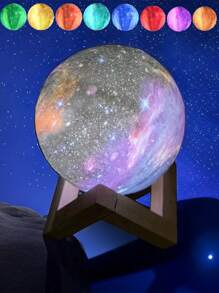 7 色月亮和星空 3d 燈浪漫裝飾小夜燈,特殊月亮球小夜燈家居裝飾生日禮物 - 7色 - 查看 2
