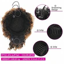 Tóc giả xoăn ngắn Kinky Headband cho phụ nữ Tóc giả xoăn Afro Tóc giả màu vàng Tóc giả cosplay xoăn tự nhiên Tóc giả tổng hợp - Hai tông màu - Xem 5