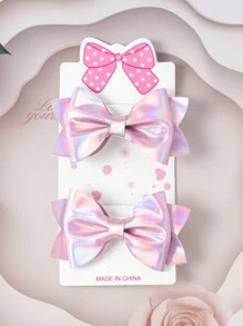 2pcs Fashionable Children's Hair Clips With Bow Design