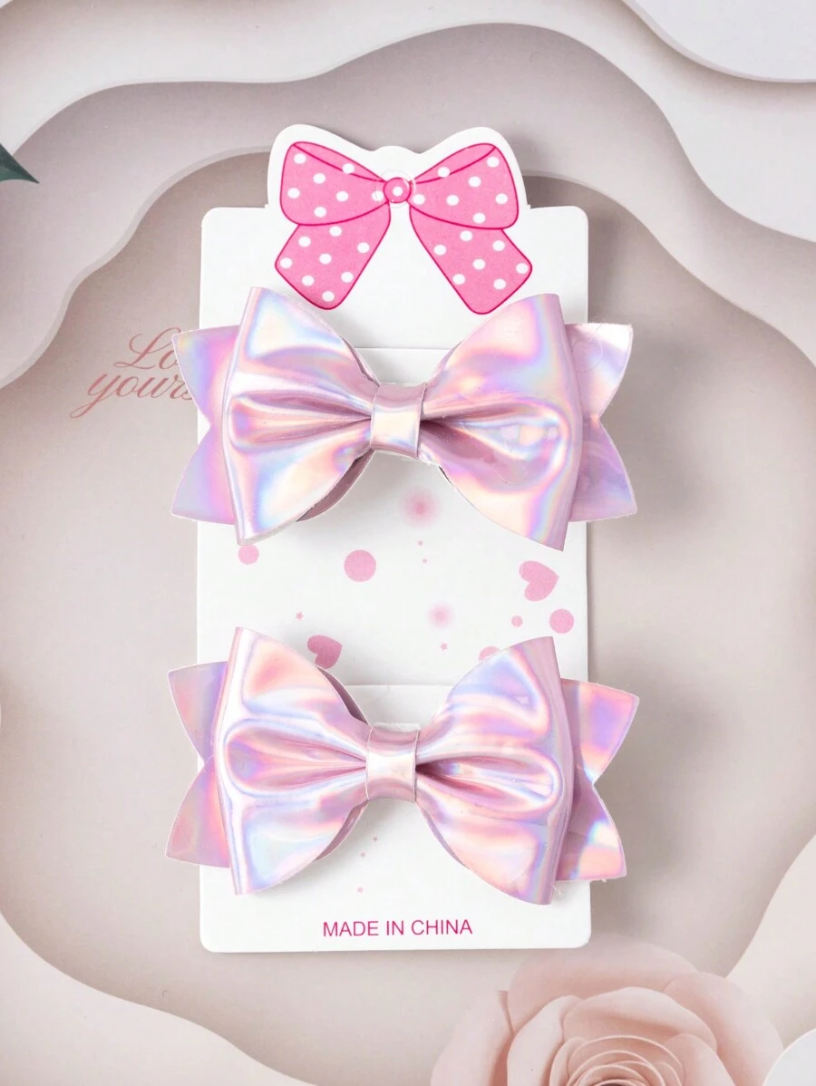 2pcs Fashionable Children's Hair Clips With Bow Design