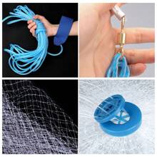 Handmade American Saltwater Fishing Cast Net With Heavy Duty Real Zinc Sinker Weights For Bait Trap Fish 3/4/5/6/7/8Ft/9Ft/10Ft Radius, 3/8 Inch Mesh Size - Blue and White - View 6