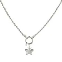 1條不鏽鋼空心心形女士頸鏈,扭轉式鏈條,鎖形星形吊墜頸鏈珠寶 - Hollow - 查看 15