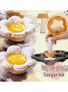 2pcs, Flower Pastry Cutter And Tart Tamper Set - Perfect For Baking Tarts, Cookies, And Biscuit Cutters - Kitchen Gadgets And Accessories - Yellow - View 9