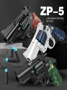 1pc Zp5 Revolver Soft Dart Gun, Toy Blaster With Multi-Shot Revolver And Firing Sounds - Grey - View 4