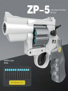 1pc Zp5 Revolver Soft Dart Gun, Toy Blaster With Multi-Shot Revolver And Firing Sounds - Grey - View 2
