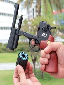1pc Zp5 Revolver Soft Dart Gun, Toy Blaster With Multi-Shot Revolver And Firing Sounds - Grey - View 5