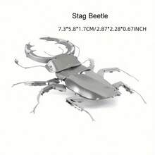 1 PC Full Metal Stainless Steel DIY Assembling Model 3D Handmade Puzzle Staghorn Worm Stag Beetle - Silver - View 2
