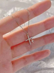 1pc Creative Light Luxe Cross Pendant Necklace For Children Simple Fashion Elegant Jewelry - Multicolor - View 12