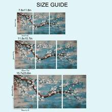 3 幅蓝湖墙艺术彩绘花卉油画帆布画廊包裹现代花卉艺术品适用于客厅卧室装饰家居装饰无框架 - 彩色 - 查看 6