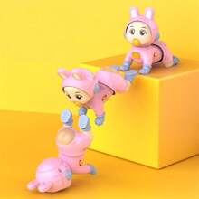 [Battery-Free]2pcs Valentine's Day Couple Crawling Dolls With Baseball Cap Doll And Bunny Doll For Crawling And Music Playing[Pink Cap Doll + Blue Bunny Doll] - Blue - View 8