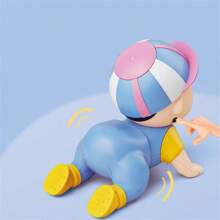 [Battery-Free]2pcs Valentine's Day Couple Crawling Dolls With Baseball Cap Doll And Bunny Doll For Crawling And Music Playing[Pink Cap Doll + Blue Bunny Doll] - Blue - View 6