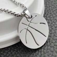 1pc Hip Hop Athletic Basketball & Rugby Inspired Titanium Steel Pendant Necklace For Men's Daily Wear - Silver - View 8