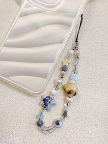 1pc Y2k Style Shell & Star & Beaded Keychain Diy Mobile Phone Lanyard, Suitable For Phone Cases, Ccd Cameras And Hand-Held Bags. - Multicolor - View 3