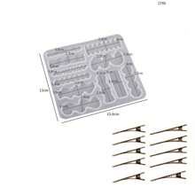 髮夾樹脂模具,含有10個金色髮夾配件,髮夾矽膠模具,珠寶環氧樹脂模具,用於製作吊墜項鍊耳環 - 白色 - 查看 5