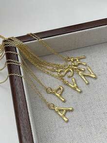 1入時尚簡約26個英文字母項鍊,s925純銀字母掛墜項鍊,適用於女士日常佩戴 - 金色 - 查看 4