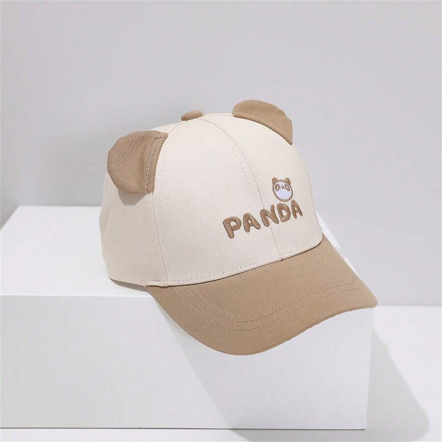 Korean Style Children's Baseball Cap, Spring And Autumn, New Style, For Boys And Girls, Cute Patchwork And Embroidered Cat Ears Sunblock Baseball Cap - Khaki - View 1