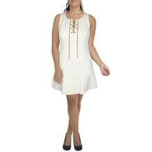 LAUREN RALPH LAUREN Womens Lace Up Above Knee Shift Dress - 冬霜 - 查看 1