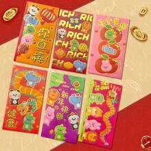 6 cái/bộ Chinese Năm mới Đỏ  Phong thư , May mắn Tiền , Với 6 Khác nhau Nhà thiết kế Đối với Của Rồng 2024 - Lớn 19-30 - Xem 3