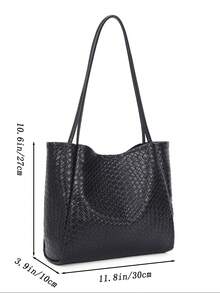 2024年新款時尚編織袋,多功能度假旅行大容量手提包女式肩袋 - 白色 - 查看 4