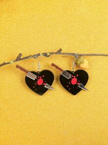 1pair Women's Creative Lip Shape & English Letter Dangle Earrings As Mother's Day Gift, Fashionable Simple Style - One Arrow Through the Heart - View 1