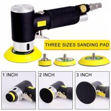 1/2/3inch Mini Air Sander, Random Orbital Air Sander Kit,Mini Pneumatic Sander For Auto Sanding Tools Kits With 1/2/3inch Polishing Sponge & Knitted Pads Sandpapers - Black - View 5