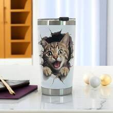 1 件 20 盎司可愛動物玻璃杯帶蓋不銹鋼真空隔熱雙壁旅行杯秋季復古風格咖啡杯水瓶適合旅行家庭學校辦公室汽車 - K - 查看 1