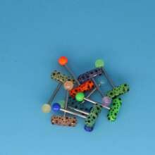 6入組不鏽鋼時尚穿刺珠寶混合款式,現貨舌環、振動硅膠舌環、人體穿刺珠寶、跨境軟桿、丙烯骨耳釘、直桿、啞鈴形舌環、耳釘、肚臍環穿刺珠寶 - 彩色 - 查看 2