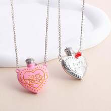 2入組愛情和愛藥小瓶子金屬吊墜項鍊,情人節男孩女孩禮物,節日禮物,新年禮物,你是我的解毒劑 - 愛心 - 查看 3