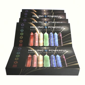 1PC Natural Crystal Seven Chakra Energy Box Bumblebee, Blue Powder Crystal, Red Blue Green Treasure, Red Water Grass Agate, Flame Stone, Golden Silk Jade, Pink Caribbean Blue Moonlight Stone, Grape Stone, Fluorite, Garnet, Sun Stone, Striped Orange Solution, Plum Blossom Stone Single Point Pagoda For Spiritual Healing Meditation, Great Gifts For Spiritual Energy, Cute Stone Collection, Excellent Supplement For Gifts