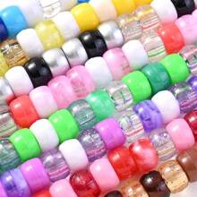 100/200/1000pcs 6*9mm Colourful Pony Beads Kit Acrylic Large Hole Bead Dreadlocks1 Hair Braids Beads DIY Bracelet Necklace Earring Craft Jewelry Making Party Decoration - Multicolor - View 9