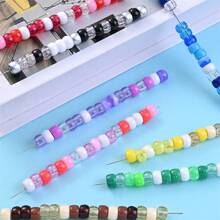 100/200/1000pcs 6*9mm Colourful Pony Beads Kit Acrylic Large Hole Bead Dreadlocks1 Hair Braids Beads DIY Bracelet Necklace Earring Craft Jewelry Making Party Decoration - Multicolor - View 12