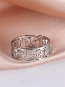 1入女士時尚不鏽鋼空心愛心戒指,極簡配飾,象徵永恆的愛,适用于結婚週年紀念和情人節女友禮物 - 愛心 - 查看 18