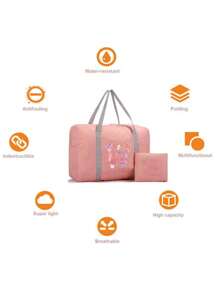 Bolsa de viaje con estampado de flores rosas, bolsa de equipaje, bolsa de mano, bolsa de fin de semana, bolsa de gran capacidad, impermeable, plegable, bolsa organizadora, bolso de lona con cremallera, para mujer, hombre, viajes, vacaciones, estudiantes, regreso a la escuela, accesorios de viaje, maleta, bolsa de gimnasio, bolsa de deporte, bolsa de hospital, bolsa de vacaciones, bolsa impermeable, bolsa de invierno, accesorios escolares - Rosa - Ver 7