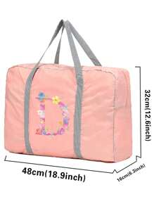 Bolsa de viaje con estampado de flores rosas, bolsa de equipaje, bolsa de mano, bolsa de fin de semana, bolsa de gran capacidad, impermeable, plegable, bolsa organizadora, bolso de lona con cremallera, para mujer, hombre, viajes, vacaciones, estudiantes, regreso a la escuela, accesorios de viaje, maleta, bolsa de gimnasio, bolsa de deporte, bolsa de hospital, bolsa de vacaciones, bolsa impermeable, bolsa de invierno, accesorios escolares - Rosa - Ver 3