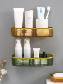 1件高級有機玻璃壁掛式浴室置物架,適用於廁所、淋浴間、盥洗台整理收納 - 香檳色 - 查看 3