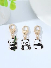 3PCS Alloy Lovely Fashion Chinese Style Cute Panda Keychain For Women Car Keyring Bag Key Pendant Jewelry Good Friend Couple Gift Valentine's Day Car Accessories Bag Charm