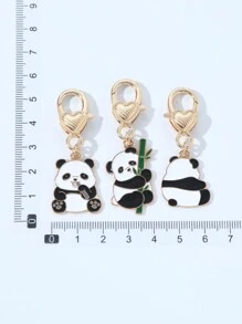 3PCS Alloy Lovely Fashion Chinese Style Cute Panda Keychain For Women Car Keyring Bag Key Pendant Jewelry Good Friend Couple Gift Valentine's Day Car Accessories Bag Charm