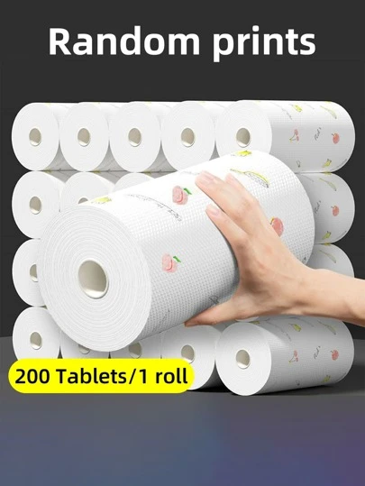 每卷 50/100/200/400 张，随机印花大号一次性松垮抹布，一次性厨房清洁布，可洗干湿两用毛巾，洗碗布，不粘油抹布，除油毛巾，家用清洁抹布，干燥布，清洁用品，返校用品，厨房，浴室，家居，家居用品