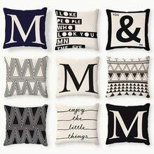 1pc Modern Simple Stripe & Geometric Grid Pattern Pillow Cover, Decorative Cushion For Sofa, Chair, Waist, Bed - A10 - View 4